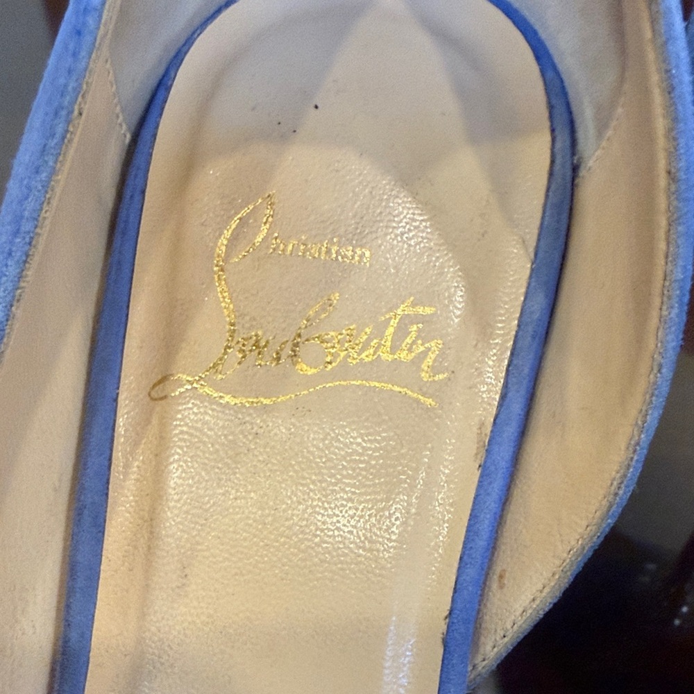 Christian Louboutin Cornflower Blue Suede Pointed-Toe Pumps - Picture 2 of 4